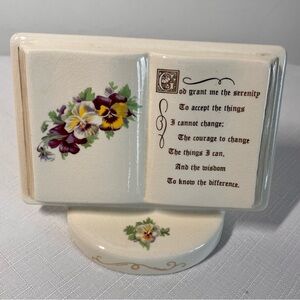 Vintage 1970 Floral Serenity Prayer Plaque Shelf Sitter figurine ❤️